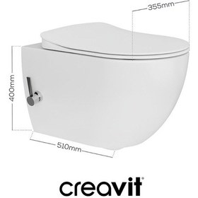 Resim Creavit Free Entegre Ara Musluklu Kanallı Asma Klozet Fe320, Creavit Free Duck Duroplast Yavaş Kapak Beyaz 