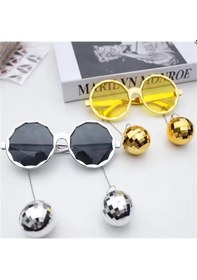 Resim Gümüş Renkli Disko Toplu Küpeli Parti Gözlüğü Standart 