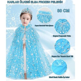 Resim Karlar Ülkesi Elsa Frozen Mavi Pelerin – 80 cm Çocuk Pelerini 