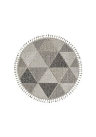 Resim Cool Halı Bress 1401 Gri Kolay Temizlenen Hav Toz Vermez Hasır Dokulu Örgü Desenli Yuvarlak Halı 