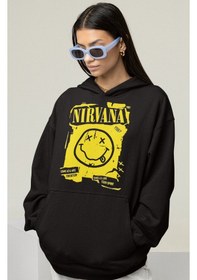 Resim Sevbano Tasarım Nirvana Rock Metal Müzik Grubu Baskılı Unisex Oversize Ho Siyah 