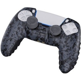 Resim Ps5 Dijital Kamuflaj Silikon Koruyucu Kılıf Ve Analog Koruyucu Siyah Kamo 