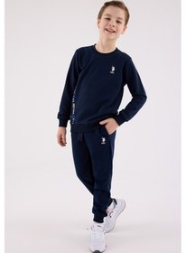 Resim U.S. Polo Assn. Lisanslı Erkek Çocuk Alt Üst 2 Parça Eşofman Takımı Us2215 Lacivert 
