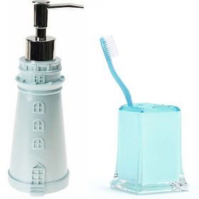 Resim SIVI SABUNLUK,DİŞ FIRÇALIK 2 Lİ BANYO SETİ,DENİZ FENERİ VE BUZ MA Mavi 