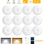 Resim 12'li USB ile Çalışan Hareket Sensörlü Dolap Altı Gece Lambası, Manyetik Montajlı, Taşınabilir Çok Fonksiyonlu Kızılötesi Lamba, Sıcak ve Soğuk, Mutfak, Banyo, Dolap, Karavan, Kamp, Yürüyüş için Dolap Işıkları, Duvara Monte, Düğme Kontrollü, led lamba, sensörlü ışık 