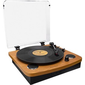 Resim Raca Voyager Bluetooth Usb Hafıza Kartı Aux Dahili Hoparlör Yedek İğnesi ile Retro Ahşap Pikap 