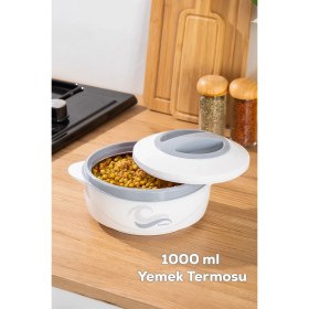 Resim Feyza Design Paslanmaz Çelik 1000 ml Yemek Termosu, Sızdırmaz ve Kilitli Kapak 