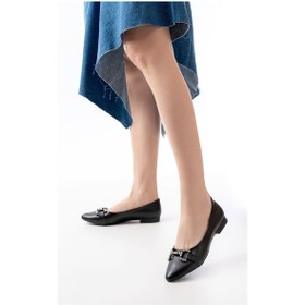 Resim Aska Shoes İnf-133 Taşlı Tokalı Günlük Kadın Babet Siyah 