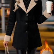 Resim Sonbahar ve Kış Kadın Modası Şık/Parti Çok Yönlü Düz Renk/Polar Ceket Mont/Düğmeli Uzun Kaban 