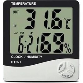 Resim Periboia Bebek Odası Masaüstü Dijital Termometre Nem Ölçer Higrometre Saat 