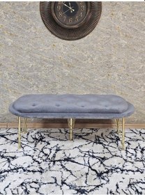 Resim Zafir Ufo Oturak Bench - Gold Kaplama Telli Ayak - Oturak - Bench - Puf - Yatak Ucu Pufu Gri 