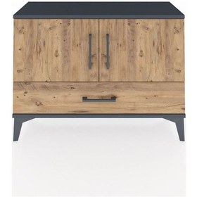 Resim Arges Şifonyer 2 Raflı Tek Çekmeceli 2 Kapaklı 88x30x64 Antrasit-çam Antrasit 