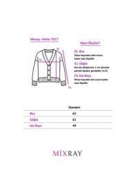 Resim Mixray 7017 Kadın Yün Karışımlı Oversize Çizgili Triko Hırka Gri 