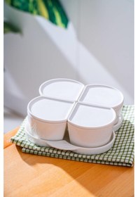 Resim Acar Pure Line 4 Lü Tepsili Kahvaltılık Seti Beyaz 