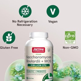 Resim Jarrow Formulas, Vegan Saccharomyces Boulardii Probiyotik + Prebiyotik MOS, 5 Billion CFU, 90 Veggie Caps 