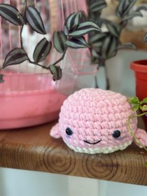 Resim Amigurumi Kadife Pembe Yavru Balina Oyuncak 