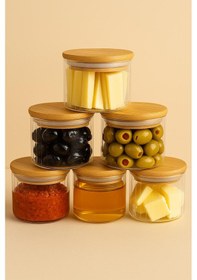 Resim 400 Cc Çizgili Bambu Kapaklı Kahvaltılık 90 X 70-400 Ml Beyaz 