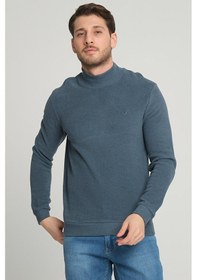 Resim Koyu Turkuaz Yarım Boğazlı Sweatshirt Kazak 001 