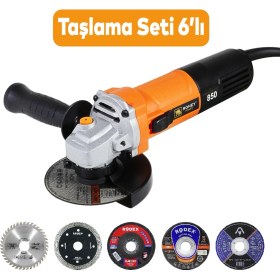 Resim Rodex Spiral Avuç İçi Taşlama Makinesi Seti 115 mm Ahşap Mermer Beton Metal Tuğla Kesici Inox Flap Disk (6'lı Set) 