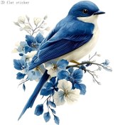 Resim 6 İnç Mavi Kuş ve Çiçek Vinil Sticker - Dayanıklı, Kendinden Yapışkanlı Dekal Arabalar, Dizüstü Bilgisayarlar, Su Şişeleri, Motosikletler, Pencereler, Duvarlar, Telefonlar, Bardaklar için - Beyaz Arka Plan üzerinde Canlı Tasarım, Araba 
