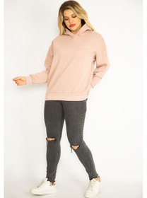 Resim Şans Kadın Pudra 3 İplik İçi Şardonlu Sweatshirt 65n35068-pudra Pudra 