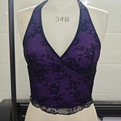 Resim Kadınlar için Gotik Dantel Çiçekli Askılı Kolsuz Kolsuz Üst, Seksi Kontrast Renk Tasarımı, Bahar/Yaz/Sonbahar için Mükemmel, 140g/ 