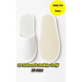 Resim Tek Kullanımlık Eva Kalite Spa & Otel Terliği - 10'lu Paket | Hijyenik, Kaymaz Tabanlı, Unisex 