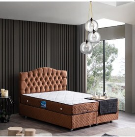 Resim Setaymobilya Baza, Zümrüt Açık Kahve Çift Kişilik Baza +Başlık+Orthosoft Yatak 