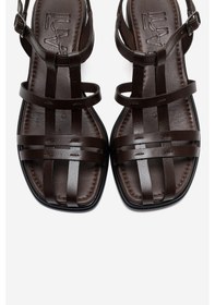 Resim Luvishoes Cıelos Kahverengi Hakiki Deri Kadın Kalın Topuklu Sandalet Kahverengi 