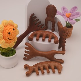 Resim Sandal Ağacı Saç Derisi Masaj Tarağı - Geniş Dişli Ahşap Saç & Vücut Rahatlatma Aracı, Saç Derisi, Yüz ve Eklem Meridyen Rahatlatma, Baş Masaj Aleti 