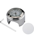 Resim Creatorally Evrensel Motosiklet Gidonu Saat Bisiklet Termometre Motosikletler Bisikletler Için Su Geçirmez Yedek 22MM-25. 4mm7 / 8" -1 " Gidon Gümüş Kabuk Beyaz Kadran Saat + Termometre (Yurt Dışından) 