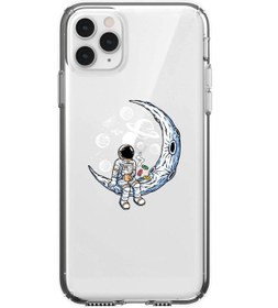 Resim Iphone 11 Pro Max Keyifli Astronot Lens Korumalı Şeffaf Telefon Kılıfı 