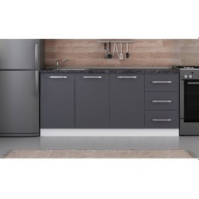 Resim Minar 180 Cm Mutfak Dolabı Beyaz Antrasit 180-A2-Alt Modül Beyaz 