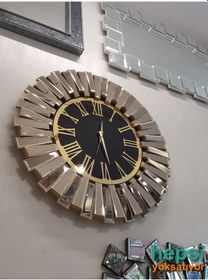 Resim Güneş Golden Jet Black Altın Siyah 85 Cm Dekor Aynalı Duvar Saati 