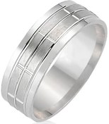 Resim Takı Dükkanı Sade Mat Çizgili Gümüş Alyans Söz Nişan Yüzüğü Twr01 