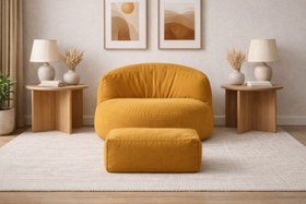 Resim Mila Modell Sarı Puff & Armut Koltuk Relax Koltuk & Ayak Puflu 
