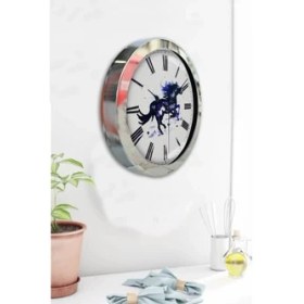 Resim Bahat Krom Çerçeveli Salon Ofis Duvar Saati 36 cm 
