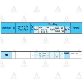 Resim RIK 28067-STD Segman Yaris 99-01 1.0 69.00Mm 1Szfe Std Takım 