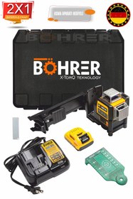 Resim BÖHRER 12V Max Lazer Seviyesi, Yeşil Çizgi Lazeri, 3 Yollu, 360 Derece Profesyonel , Kablosuz Edilebilir 