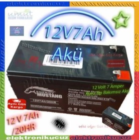 Resim Mustang 12v 7ah 12 Volt 7 Amper Pilsan Uyumlu Oyuncak Araba Jeep Akülü Araba Aküsü Pili Bataryası 