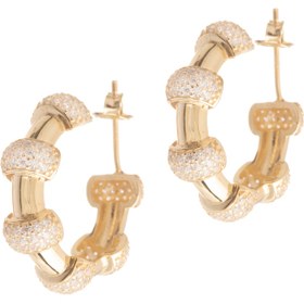 Resim Ra jewels 925 Ayar Gold Taş Detaylı Halka Küpe 