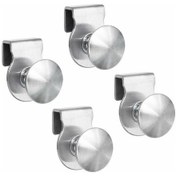 Resim 4'lü Cam Kapı Kolu Paketi, Delme Gerektirmeyen Paslanmaz Çelik Kapı Kolları, 5-8 Mm Kapılara Uyar 