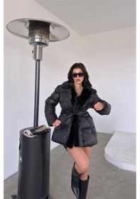 Resim Dip Moda Kadın Siyah Zra Şişme Kürklü Mont Dpnbmylk25 Siyah 