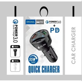 Resim 3'lü Usb 55W Çakmaklık Power 3.0 Hızlı Araç Şarj Cihazı 