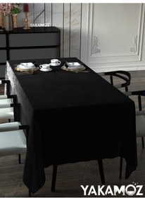 Resim Siyah Renk Kadife Dokulu Masa Örtüsü Dertsiz Velvet Touch Serisi Siyah 
