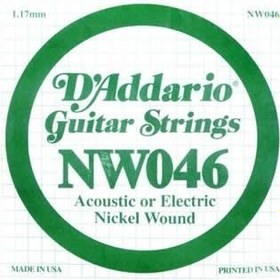 Resim D'Addario NW046 Nickel Wound Elektro ve Akustik Gitar Tek Teli - .046 (Aksesuar) | Standart E (Kalın Mi) Ölçüsü, Güçlü Ritim Performansı ve Uzun Ömürlü Nikel Sargı 