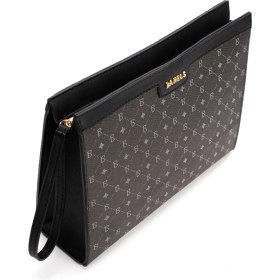 Resim Kadın Siyah Bahels Monogram Portföy Kulplu Clutch Çanta 