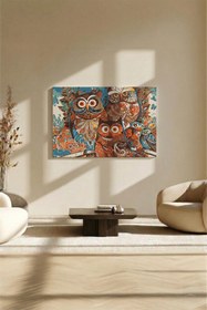 Resim Tabdiko Sayılarla Boyama Seti 40 x 50 cm Tuval Şasesine Gerili Baykuşlar 