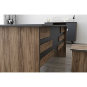 Resim Ninnimo Etejerli Ceviz-antrasit Ofis Büro Masa Takımı 