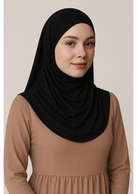 Resim Mim Eşarp Pileli Tesettür Hijab Hazır Eşarp Siyah 